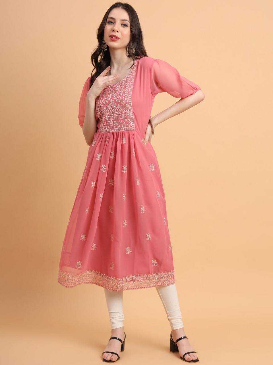 YNF GEORGETTE RVL BRAHMASTRA8 KURTIS WHOLESALE CASUAL LONG KURTIS MANUFACTURER     